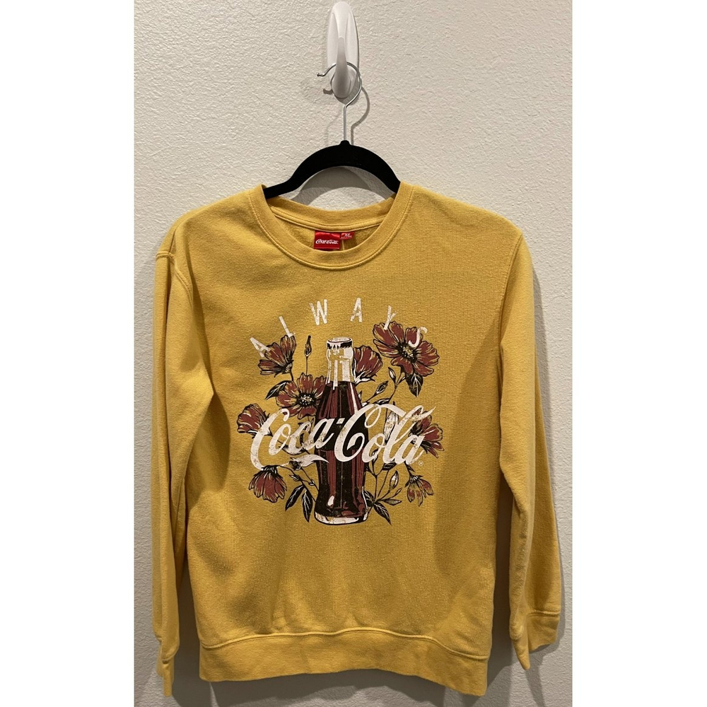 COCA COLA Graphic Floral Yellow Sweatshirt